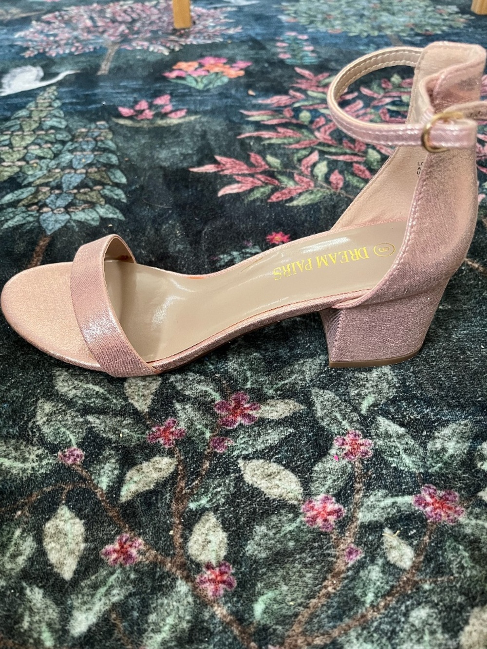 Champagne Pink Low Chunk Heel Pump Sandal